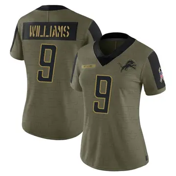 Women's Detroit Lions Jameson Williams Olive Limited 2021 Salute To Service Jersey By Nike