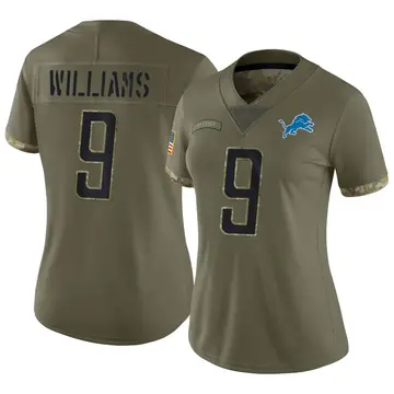 Women's Detroit Lions Jameson Williams Olive Limited 2022 Salute To Service Jersey By Nike