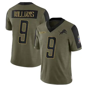 Youth Detroit Lions Jameson Williams Olive Limited 2021 Salute To Service Jersey By Nike